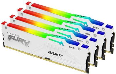 Память Kingston FURY Beast White RGB XMP DDR5 128GB (4x32GB) 5600MHz CL40 Kit KF556C40BWAK4-128