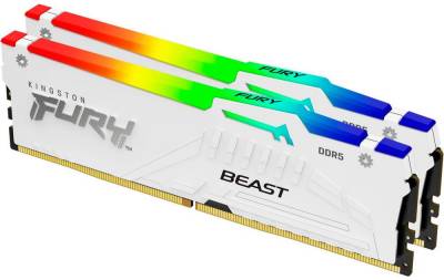 Память Kingston FURY Beast White RGB XMP DDR5 32GB (2x16GB) 5200MHz CL40 Kit KF552C40BWAK2-32