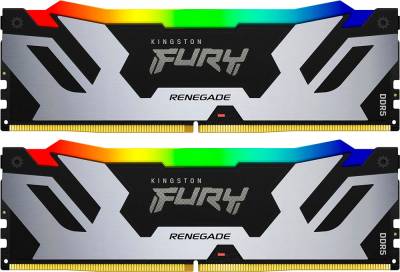 Память Kingston FURY Renegade Silver/Black RGB XMP DDR5 32GB (2x16GB) 7600MHz CL38 Kit KF576C38RSAK2-32
