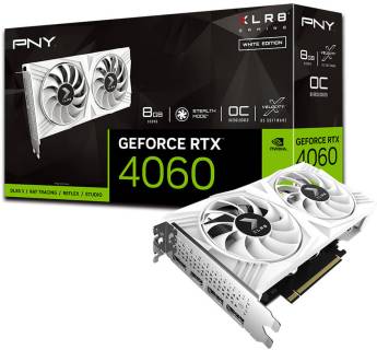 Видеокарта PNY GeForce RTX 4060 8GB OC XLR8 VERTO DF White Edition VCG40608DFWXPB1-O