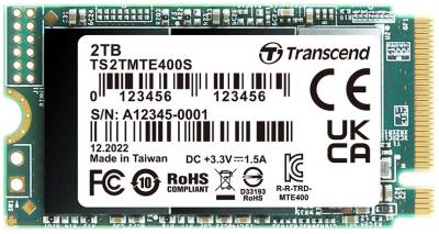 Внутренний HDD/SSD Transcend SSD 400S 2TB M.2 2242 NVMe PCIe Gen3 x4 3D TLC Single-sided TS2TMTE400S