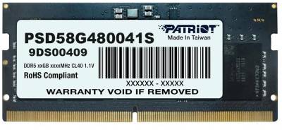 Память Patriot So-Dimm DDR5 8GB 4800MHz CL40 PSD58G480041S