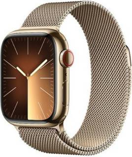 Часы Apple Watch Series 9 GPS + Cellular 41mm Gold Stainless Steel Case with Gold Milanese Loop (MRJ73)