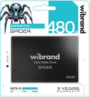 Внутренний HDD/SSD Wibrand Spider 480GB 3D NAND TLC WI2.5SSD/SP480GBST