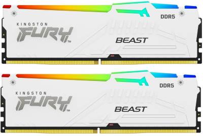 Оперативная память Kingston FURY Beast White RGB XMP DDR5 32GB (2x16GB) 6400MHz CL32 Kit KF564C32BWA-32