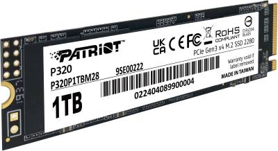 Накопитель Patriot P320 1TB M.2 2280 NVMe PCIe Gen3 x4 TLC P320P1TBM28