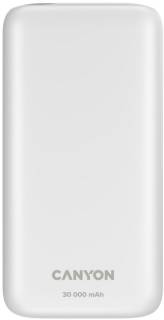 Павербанк Canyon power bank PB-301 LED 30000 mAh PD 20W QC 3.0 White CNE-CPB301W