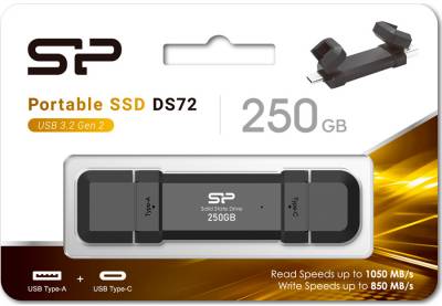 Накопитель Silicon Power DS72 250GB Black SB 3.2 Gen2 Type-C SP250GBUC3S72VPK