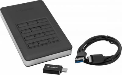 Внешний HDD Verbatim Store-n-Go Secure Portable HDD with Keypad Access 2TB Black/Silver USB 3.1 Gen1 Type-C 53403