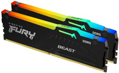 Память Kingston FURY Beast Black RGB EXPO DDR5 64GB (2x32GB) 5200MHz CL40 Kit KF552C40BB2AK2-64