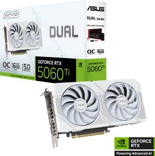 Видеокарта ASUS Dual GeForce RTX 5060 Ti 16GB White OC Edition DUAL-RTX5060TI-O16G-WHITE