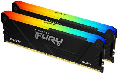 Память Kingston FURY Beast RGB Black XMP DDR4 32GB (2x16GB) 3200MHz CL16 Kit KF432C16BB12AK2/32WP