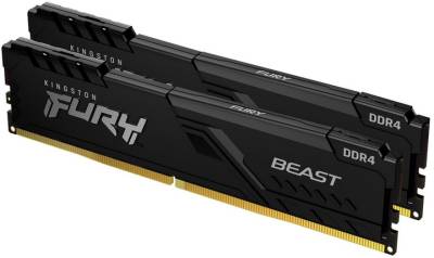 Память Kingston FURY Beast Black XMP DDR4 16GB (2x8GB) 3200MHz CL16 Kit KF432C16BBK2/16WP