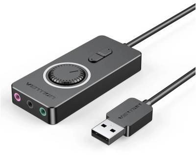 Аудиокарта Vention USB External Sound Card USB to 3.5mm Audio Adapter USB to Earphone Microphone for Macbook Computer Laptop PS4 Sound Card CDRB
