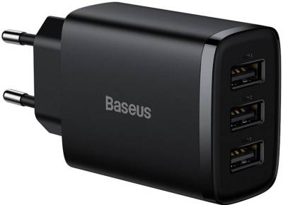 Зарядка Baseus Compact 3U 17W Black CCXJ020101