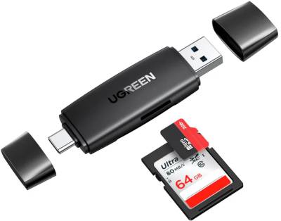 Картридер Ugreen CM304 USB Type-C 3.1 + USB for TF/SD 3.0 Card Reader Black 80191