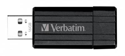 Флеш-память USB Verbatim Store'n'Go PinStripe 16Gb black USB 2.0 49063