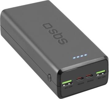 Павербанк SBS 30000mAh 20W PD,QC, 2xUSB-A, 2xUSB-C Black TTBB30000PD20K