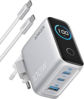 Зарядка ANKER 2xUSB-C PD100W + 1xUSB GaN w Display + cable USB-C B121BG41