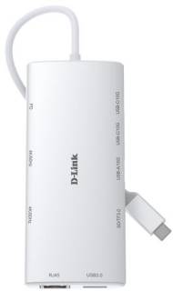 Разветвитель Dlink USB-C 10-in-1 2xHDMI + 1xRJ45 1000Mbps + 2xUSB-C + DUP-A01