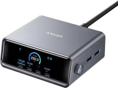 Зарядка ANKER 4xUSB-C PD250W + 2xUSB GaNPrime black A2345341
