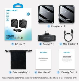 Микрофон Vention USB-C 2-Pack Wireless Lavalier Black NCBB0