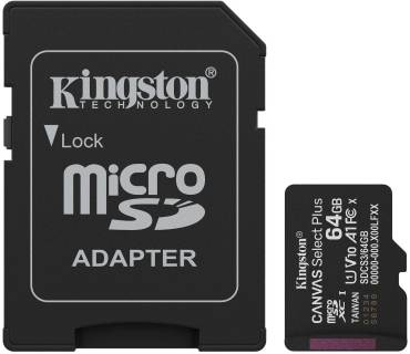 Флеш-карта Kingston 64GB microSDXC class 10 UHS-I V10 A1 Canvas Select SDCS3/64GB