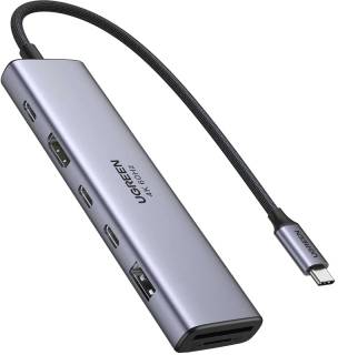 Разветвитель Ugreen USB-C 7-in-1 2xUSB 3.0 + 2xUSB-C + HDMI 4K60Hz + S 45521