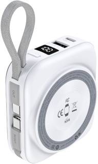 Павербанк Choetech Magnetic Wireless 10000mAh, 22.5W, PD, build USB-C B697C-WHSL