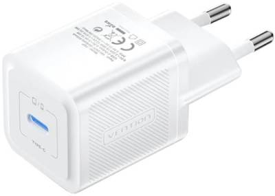 Зарядка Vention 1xUSB-C PD20W GaN + cable USB-C to USB-C white TZ-FEPW0-EU-01