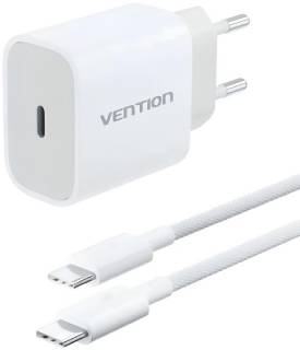 Зарядка Vention 1xUSB-C PD20W + cable USB-C to USB-C white G16W0-EU