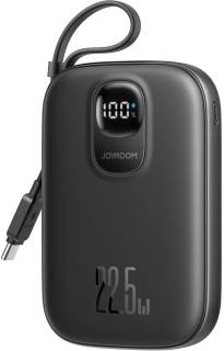Павербанк Joyroom 10000mAh, 22.5W, PD, QC, built-in USB-C cable, Bla JR-PBF17