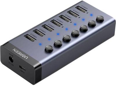 Разветвитель Ugreen USB 3.0 to 7xUSB 3.0 with power supply CM481 gray 90307