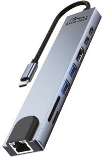 Разветвитель Media-Tech USB-C 8-in-1 HDMI 4K/2xUSB-A/2xUSB-C/RJ45/SD/TF/PD MT5046