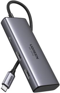Разветвитель Ugreen USB3.1 Type-C to HDMIx2 4K60Hz (8k30Hz)/USB3.0x2/T 15852