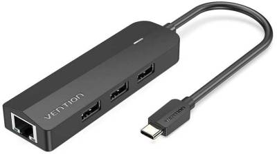 Разветвитель Vention USB-C to 3xUSB 2.0+MicroUSB+RJ45 100M Ethernet bla TGOBB