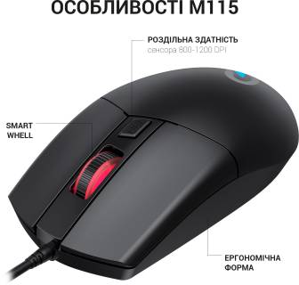 Мышка OfficePro M115 USB Black