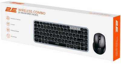 Комплект 2E MK430 Wireless/Bluetooth UA Black/Grey 2E-MK430WBGR_UA