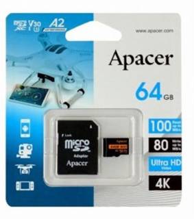 Флеш-карта Apacer 64GB microSD class 10 UHS-I U3 AP64GMCSX10U8-R