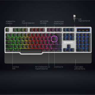 Клавиатура GamePro GK599 Stinger USB Grey