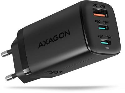 Зарядка AXAGON 1xUSB + 2xUSB-C 65W QC4+ PD3.0 PPS black ACU-DPQ65