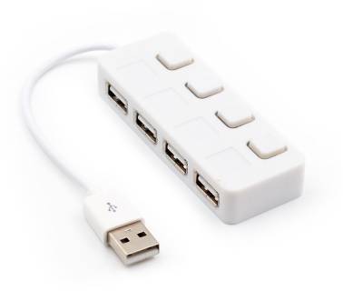 Разветвитель VOLTRONIC USB 2.0 to 4xUSB with LED buttons white YT-H4L-W