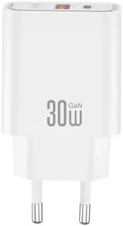 Зарядка XO 1xUSB 22.5W + 1xUSB-C PD30W white CE42.white