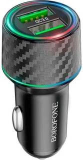 Зарядка BOROFONE 2xUSB QC3.0 36W car adapter black 6941991101205