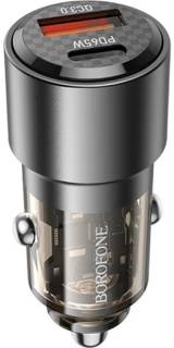 Зарядка BOROFONE 1xUSB-C PD65W + 1xUSB QC3.0 83W car adapter transp 6941991101625