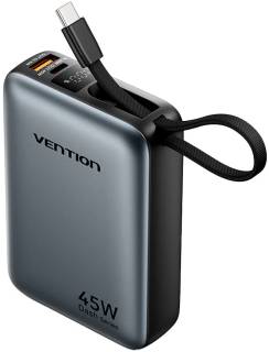 Павербанк Vention 20000 mAh 45W Mini with Built-in USB-C Cable Gray FHGH0