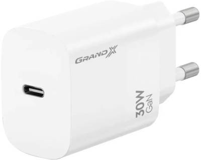 Зарядка Grand-X GaN USB-C 30W QC3.0 white CH-390W