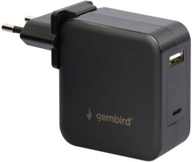 Зарядка Gembird 60W PD & QC, Type-C, USB-A NPA-PD60-01