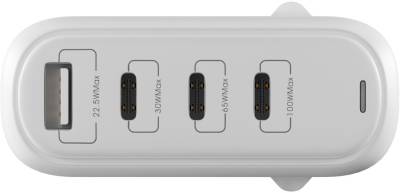 Зарядка Globex GaN 1xUSB + 3xUSB-C 120W FastPower white GaN120WA3C