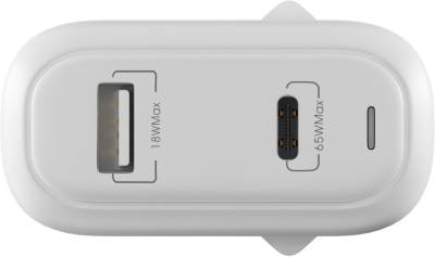 Зарядка Globex GaN 1xUSB + 1xUSB-C 65W FastPower white GaN65WAC